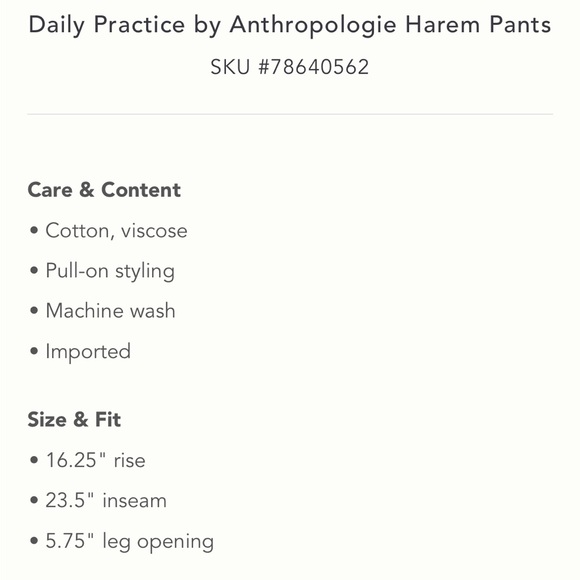 Daily Practice 💚 Harem Pants 💚 Anthropologie - Picture 5 of 5